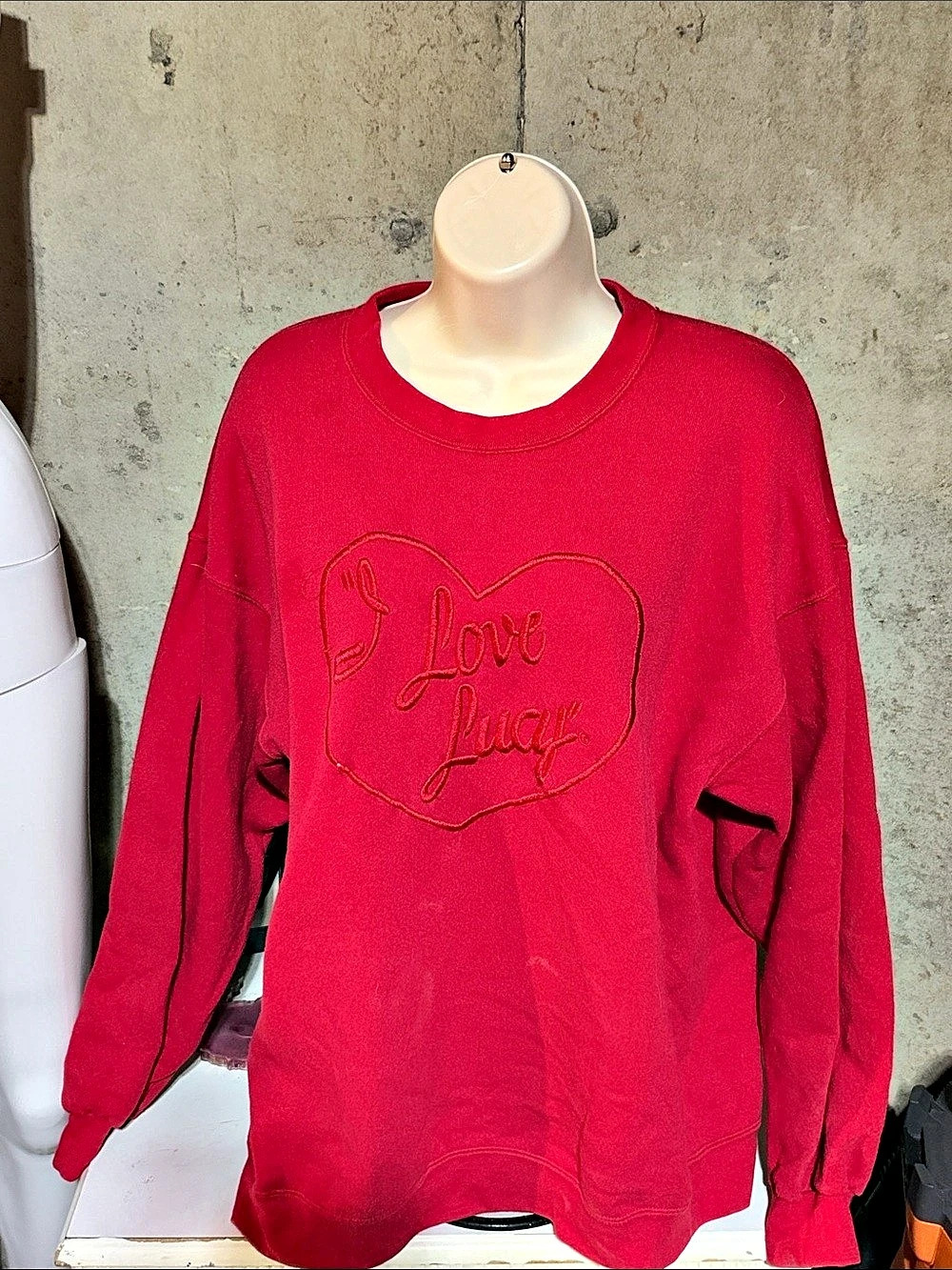 Lee Heavyweight Red Embroidered Crewneck Sweatshirt